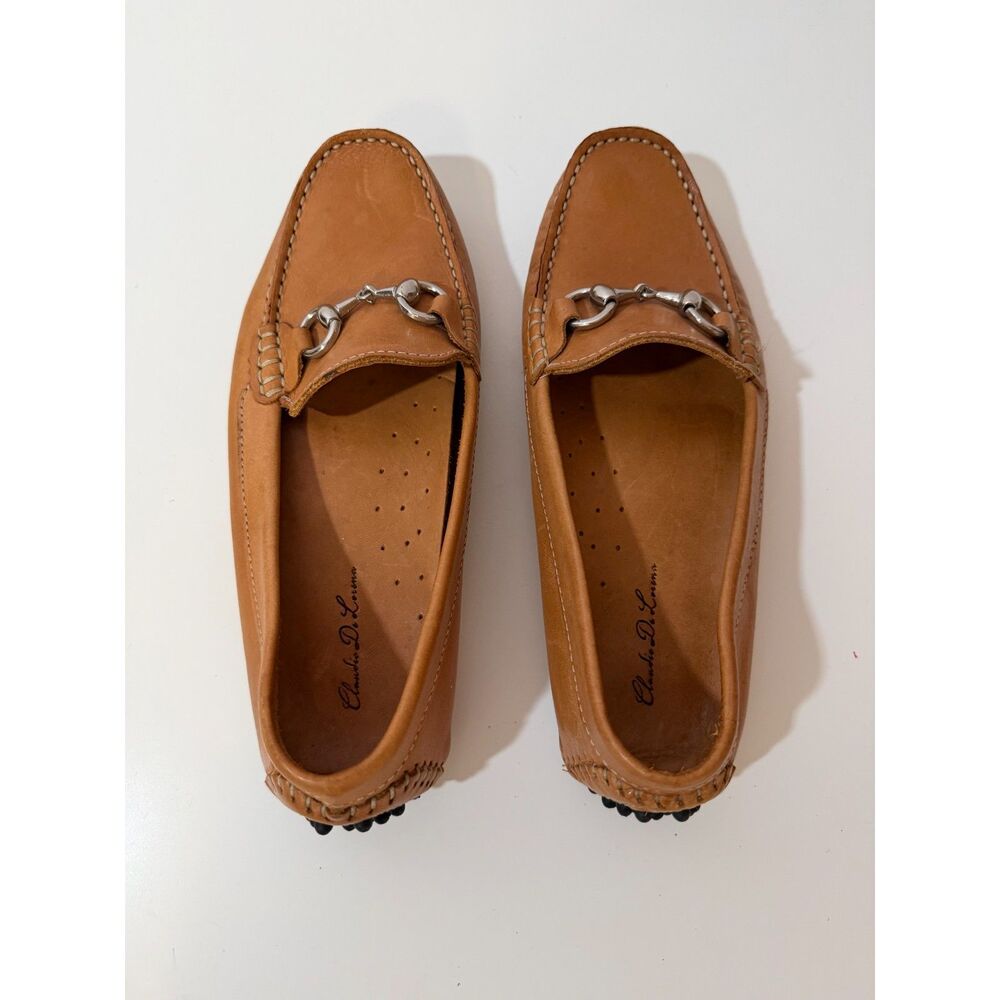 Claudio De Lorena Tan Leather Horsebit Driving Loafers Moccasins Women's Sz 7.5